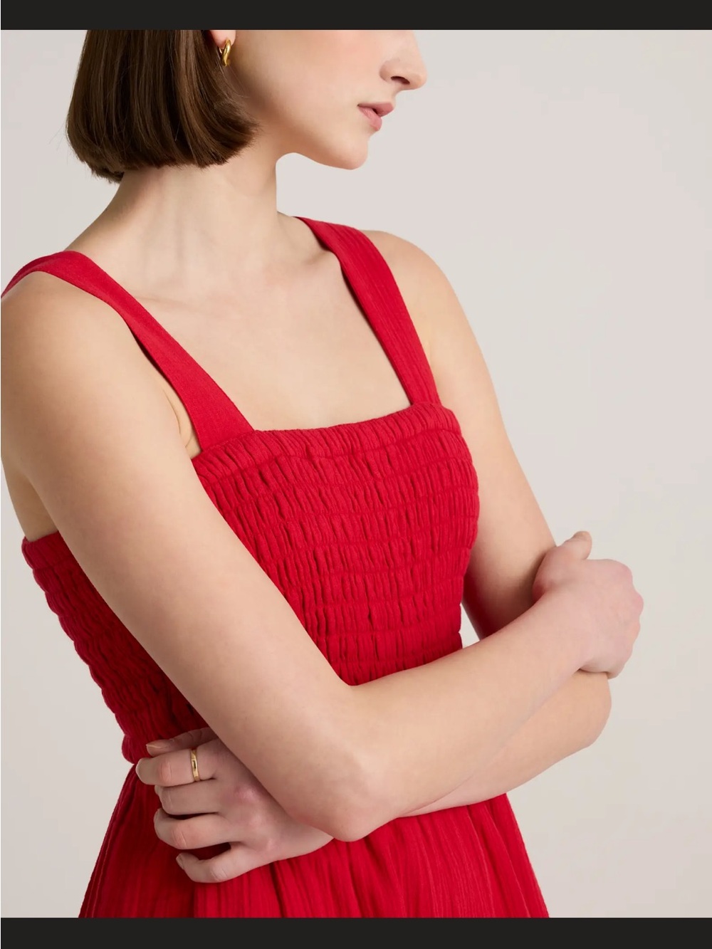 Red organic gauze jumpsuit - Picture 4 of 9